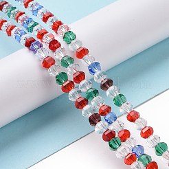 クリアガラスビーズ連売り  多面カット  ラウンド  カラフル  6x4.5mm  穴：0.9mm  約98~100個/連  18.31''（46.5センチメートル）&nbsp;GLAA-H018-05
