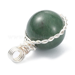 天然混石銅線巻きペンダント  ラウンドチャーム  23x14.5x12mm  穴：4.2mm&nbsp;PALLOY-JF02181-01