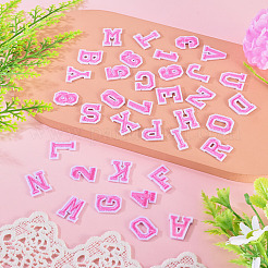 36個2セット、2スタイルの文字a〜zと数字0~9のポリエステル刺繍縫い付けパッチセット  布のアップリケ  パールピンク  18~19x6.5~15.5x1.4~1.5mm  1セット/スタイル&nbsp;PATC-TA0001-55B