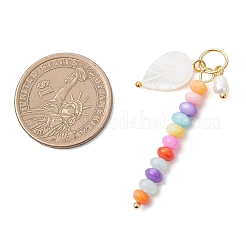 Natural Freshwater Shell Dyed Rondelle Beaded Pendants&nbsp;PALLOY-JF04742