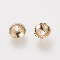 真鍮製ビーズキャップ  ニッケルフリー  18KGP本金メッキ  4x1mm  穴：1mm&nbsp;KK-T014-122G