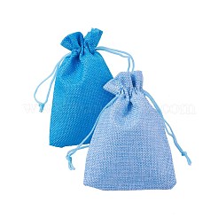 5 Colors Blue Burlap Packing Pouches&nbsp;ABAG-X0001-04