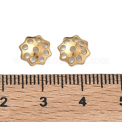 304ステンレススチールビーズキャップ  イオンプレーティング（ip）  ラックめっき  花  18KGP本金メッキ  8.5x1.5mm  穴：1.2mm&nbsp;STAS-P448-09M-G