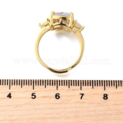 Brass Micro Pave Cubic Zirconia Finger Rings for Women&nbsp;RJEW-F181-11G