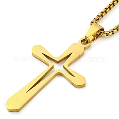 201 Stainless Steel Cross Pendant Necklaces&nbsp;NJEW-S007-01G