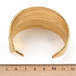 女性用304ステンレススチールカフバングル  葉  18KGP本金メッキ  内径：2-3/8インチ（6.1cm）&nbsp;LS-BJEW-P362-03G