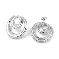 変色しない304ステンレススチール製スタッドピアス（女性用）  丸いリング  ステンレス鋼色  28x26.5mm&nbsp;EJEW-S227-28P