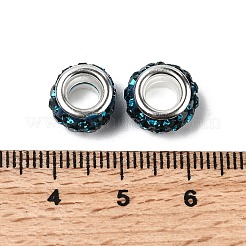 Polymer Clay Rhinestone European Large Hole Beads with Silver Color Plated Brass Cores&nbsp;FPDL-R002-04