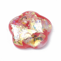 樹脂カボション  シェルチップ付き  花  ミックスカラー  16x16x5mm&nbsp;CRES-N016-42