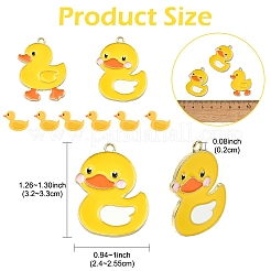 20個2スタイルアロイエナメルペンダント  アヒルのチャーム  ゴールドカラー  32~33x24~25.5x2mm  穴：2mm  10個/スタイル&nbsp;ENAM-YW0008-25