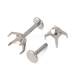 304ステンレススチール製プロングイヤリングセッティング  尖ったバックラインストーン用  ステンレス鋼色  11x6.5x6.5mm  ピン：1mm  6x6mmのラインストーンに適する&nbsp;SA-CBA8B85-11D-01
