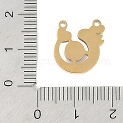 イオンプレーティング（IP）304ステンレスペンダント  ガラスと  ドラゴン  ゴールドカラー  15x13x4mm  穴：1mm&nbsp;STAS-C108-13G