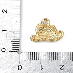 合金エナメルチャーム  カウボーイハットのチャーム  ゴールドカラー  ココナッツブラウン  11.5x16.5x2.5mm  穴：1.8mm  10個/セット&nbsp;FIND-M080-01A-G02