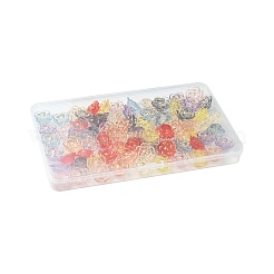 80個8色プラスチックビーズ  花  ゴールドライン入り  ミックスカラー  19~19.5x8~8.5mm  穴：2mm  10個/カラー&nbsp;KY-FS0001-46