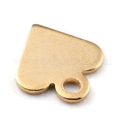 真鍮製チャーム  ハート  24KGP本金メッキ  7x6x0.4mm  穴：0.9mm&nbsp;KK-O131-14G