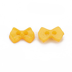2つ穴プラスチックボタン  蝶結び  ゴールド  6x9x2mm  穴：1.5mm&nbsp;BUTT-N018-028-08