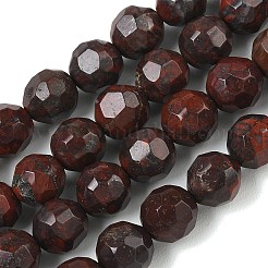 天然石ブレシエイテッドジャスパービーズ連売り  多面カット  ラウンド  10.5~11mm  穴：1.2mm  約39~42個/連  15.16~15.47''（38.5~39.3センチメートル）&nbsp;GG-CBA12F1-A03-10MM