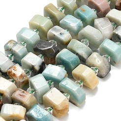 天然フラワーアマゾナイトビーズ連売り  ナゲット  多面カット  プラスチック製のビーズと  14~16x14~16x7~9mm  穴：1.4~1.8mm  約28~31個/連  15.04~15.24インチ（38.2~38.7cm）&nbsp;G-L642-H10-01