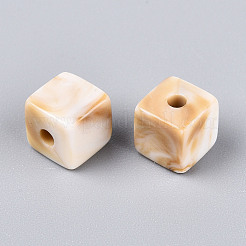 樹脂ビーズ  模造シェルビーズ  キューブ  8x8mm&nbsp;RESI-YW0004-26I