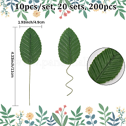 シルク布人工葉200枚  ホームディスプレイ装飾用  濃い緑  103~104x29~30x0.7mm&nbsp;AJEW-CN0004-07B