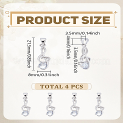 4Pcs Brass Micro Pave Cubic Zirconia Pendants&nbsp;ZIRC-LP0001-17