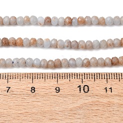 天然アンジェライトビーズ連売り  多面カット  ロンデル  4x3mm  穴：0.8mm  約132個/連  14.96''（38センチメートル）&nbsp;G-K366-F02-4x3mm