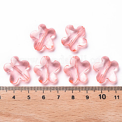 透明なアクリルビーズ  多面カット  花  鮭色  18.5x18.5x5.5mm  穴：1.2mm  約470個/500g&nbsp;TACR-S154-32B-52