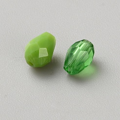 68個の透明なガラスビーズ  ティアドロップ  多面カット  シーグリーン  6x4mm  穴：1mm  98個/セット&nbsp;GLAA-WH0039-51D