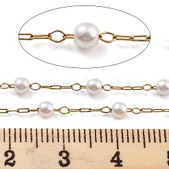 Handmade Round ABS Imitation Pearl Beaded Chains&nbsp;CHS-P019-09A-G