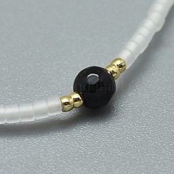 調節可能な天然染色＆加熱黒瑪瑙編みビーズブレスレット  ナイロンコードとシードビーズ/ヘイシビーズ付き  4.3~7.95cm  1.5mm&nbsp;BJEW-F391-A02