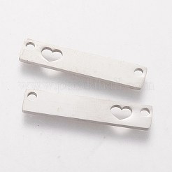 変色しにくい201ステンレススチールリンクコネクター  ハートを付きの矩形  ステンレス鋼色  24.8x4.8x1mm  穴：1.5mm&nbsp;STAS-Q201-T128