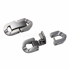 変色しない304ステンレススチール製折りたたみ式留め具  オーバル  ステンレス鋼色  19x9x3mm  穴：2x3.5mm&nbsp;X-STAS-N087-48B-01P