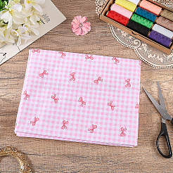 綿織物  服装アクセサリー  タータンチェックと蝶結びの模様  ショッキングピンク  1000x1600x0.2mm&nbsp;DIY-WH0622-812C