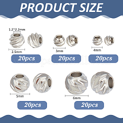 100個5スタイル真鍮ビーズ  ラウンド  多面カット  プラチナ  2.5~6mm  穴：1.2~2.2mm  20個/スタイル&nbsp;KK-PH0013-92