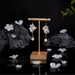 透明アクリルビーズキャップ300種類6個  艶消し  花  ホワイト  14~28x13~28.5x4~7mm  穴：1.4~2.2mm  50個/スタイル&nbsp;OACR-HY0001-11