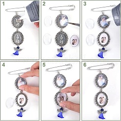 6Pcs 3 Style Photo Charm Alloy Brooches&nbsp;DIY-CA0004-26