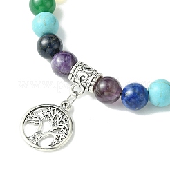 Chakra 8mm Round Gemstone Braided Beaded Bracelets&nbsp;BJEW-JB10905-03