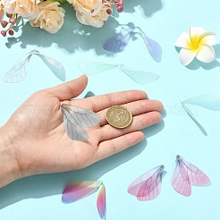 DIYイヤリング作成キット  30個6色のポリエステル生地の羽根工芸品装飾が含まれています。  304ステンレススチール製オープン丸カン30個とピアスフック30個  ミックスカラー  87x19mm  穴：0.6mm&nbsp;DIY-YW0018-21