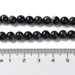 合成インペリアルジャスパー染めビーズ連売り  ラウンド  ブラック  6mm  穴：1.4mm  約60~62個/連  14.72''~15.28''（37.4~38.8センチメートル）&nbsp;G-D077-A01-01B