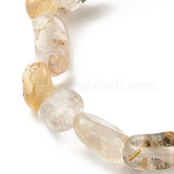 ナチュラルイエローのアパタイトナゲッツビーズストレッチブレスレット  内径：2インチ（5.2~5.6cm）&nbsp;BJEW-JB06951-07