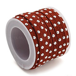 スエード調コード  シルバートーン合金リベット  パンクロックジュエリーには  暗赤色  5x2.5mm  約5.46ヤード（5m）/ロール&nbsp;LW-Q016-5mm-S1048