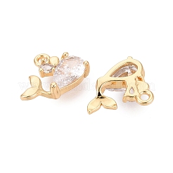 Brass Micro Pave Clear Cubic Zirconia Charms&nbsp;KK-N288-15G
