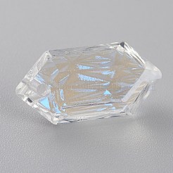 エンボスガラスラインストーンペンダント  双円錐形  多面カット  月光  20x10x5.5mm  穴：1.6mm&nbsp;GLAA-J101-02B-001MO