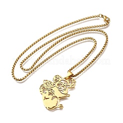 201 Stainless Steel Laser Cut Mother and Baby Koala Pendant Box Chain Necklaces for Women Men&nbsp;NJEW-E156-01G