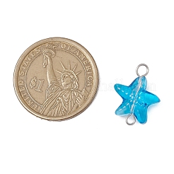Starfish Gradient Color Baking Paint Transparent Glass Connector Charms&nbsp;PALLOY-JF03277-02