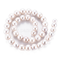 天然ケシパールビーズ連売り  養殖淡水パール  ラウンド  貝殻色  8~10x8~10mm  穴：0.7mm  約38~40個/連  14.96インチ（38cm）&nbsp;PEAR-S020-L04