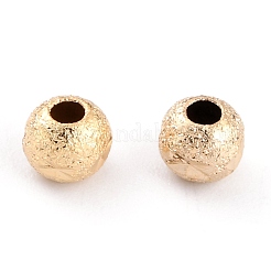 真鍮製スペーサービーズ  カドミウムフリー＆鉛フリー  長持ちメッキ  ラウンド  24KGP本金メッキ  4x3.5mm  穴：1.5mm&nbsp;KK-O133-205-G