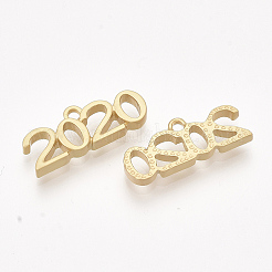 滑らかな表面の合金チャーム  新年2020  マットゴールドカラー  9x23x3mm  穴：1.8mm&nbsp;PALLOY-T067-60MG