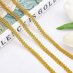 メタリックポリエステルリボン  ガーメントアクセサリー  花柄  ゴールド  1/4インチ（8mm）&nbsp;OCOR-WH0067-04A