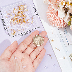 304ステンレススチールスタッドピアス金具100個  フラットラウンド  100個のプラスチック製イヤーナット  24KGP本金メッキ  ピン：0.7mm  ナット：5x7mm  穴：0.8mm&nbsp;STAS-BBC0004-84